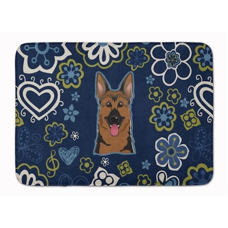 Carolines Treasures Carolines Treasures BB5062RUG Blue Flowers German Shepherd Machine Washable Memory Foam Mat BB5062RUG